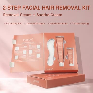 Facial Hair Removal Cream Kit for Women – Depilatory & Post Care Soothing Cream, 4 Min Painless & Flawless Face Hair Remover, Gentle Plant Formula for Sensitive Skin - Image 2