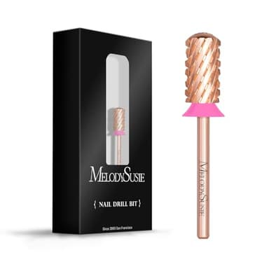 MelodySusie Safety Nail Drill Bits, 3/32'' Smooth Round Top Large Barrel Carbide Bits, Suitable for Manicure Pedicure Cuticle Gel Polishing, Beginners Bits, Rose Gold, Series Bit-S, Triple Coarse - Image 1