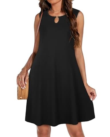 Summer Dresses for Women Casual Sleeveless Sundress Floral Loose Fit Beach Cover Up with Pocket（Black, 3XL - Image 5