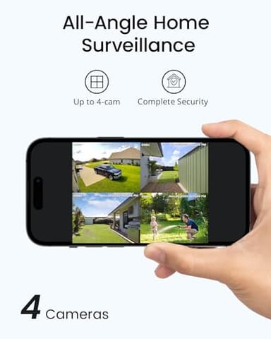 AOSU 3K/5MP Solar Security Cameras Outdoor Wireless, Ultra HD Video Home Security System 4-Cam Kit with 166° Ultra Wide Angle, Cam-to-Cam Sync, Color Night Vision, Spotlight & Siren, No Monthly Fees - Image 8