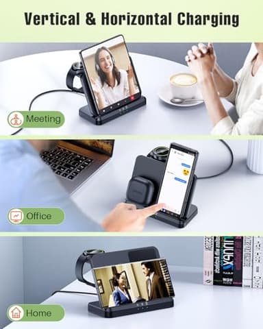 LK Wireless Charger for Samsung Charging Station Foldable Watch Charger for Galaxy Watch Ultra 7 6 Classic 5/4/3, Z Flip Fold 6/5/Galaxy S25 Ultra/S24/S23/S22/S21/Note20, Galaxy Buds3 Pro - Image 4