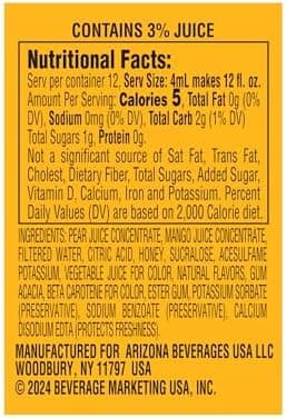 AriZona Mucho Mango Fruit Juice Cocktail - On-the-Go Water Enhancer, 1.62 fl oz Bottle (Pack of 12 - Image 4