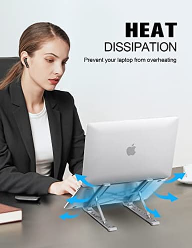 RIWUCT Laptop Stand for Desk, 9 Angles Adjustable Ergonomic Computer Stand with Detachable Phone Holder, Aluminum Cooling Portable Laptop Riser Holder Compatible with MacBook Pro Air Up to 15.6'' - Image 4