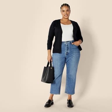 Amazon Essentials Women's Lightweight V-Neck Cardigan Sweater (Available in Plus Size), Black, Large - Image 8