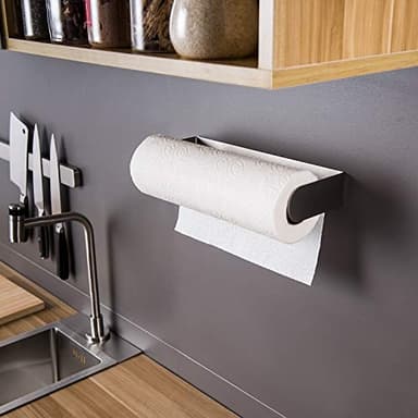 ZUNTO Paper Towel Holder Under Cabinet Self Adhesive Paper Towel Rack (No Drilling), Stainless Steel Wall Mount Paper Towel Holder, Rustproof, Easy Tear - Image 4