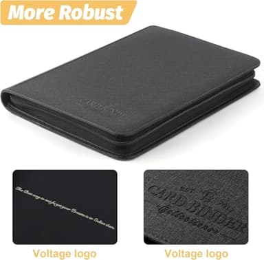 Foalgo 9 Pocket Card Binder, Premium Zip Trading Card Binder, 540 Double Sided Pocket PU Collection Binder, Collector Album, Card Folder for MTG, TCG, Sports Cards (Black) - Image 3