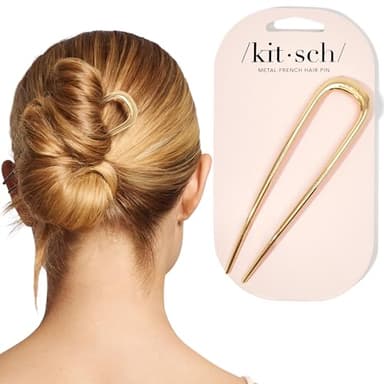 Kitsch French Hair Pins for Women – Elegant & Durable Metal Hair Fork for Updos, Chignon, Bun & Twist Hairstyles, Secure Hold All Day, Comfortable Fit- Gold, 1pc - Image 1