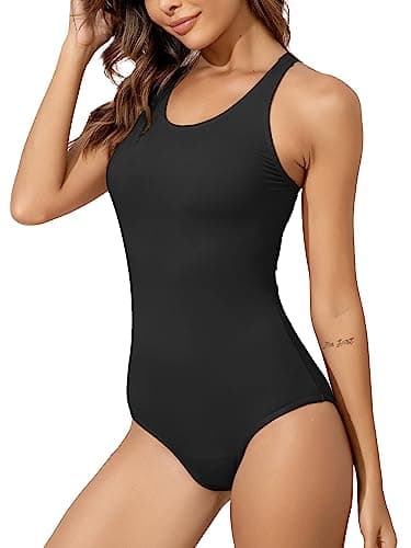Beautikini Period Swimwear Women's One Piece Leakproof Menstrual Bathing Suit Racerback Swimsuit for Teens Girls Black S - Image 4