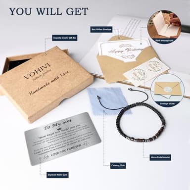 VOHIVI Teens Boys Gift Ideas: Morse Code 'I LOVE YOU' Bracelet for Son - Adjustable, Handmade Christmas Stocking Stuffers, Valentines, Easter Basket, Graduation Gifts - Image 2