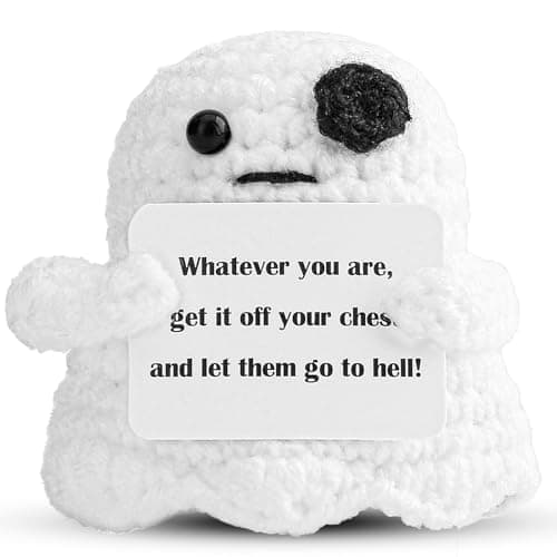 Hoedia Friend Emotional Ghost, Best Friend Crochet Doll with Cards, Cute Knitted Funny Support Pickle Potato Friendship Birthday Bestie Gifts - Image 1