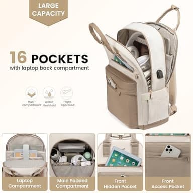 LOVEVOOK Laptop Backpack for Women 15.6 Inch,Cute Backpack Laptop Bag with USB Port,Waterproof Travel Backpack Purse Teacher Nurse Bag Fashion Computer Bag for Work - Image 4