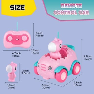 Nueplay Remote Control Car for Toddler Age 2 3 4 5, Electric RC Toys with Light & Music, Toddler Toys, Race Vehicles, Horse Figures Truck, Christmas Birthday Gift for Baby Girls, Pink - Image 7