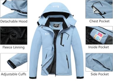 MOERDENG Women's Waterproof Ski Jacket Warm Winter Snow Coat Mountain Windbreaker Hooded Raincoat Jacket - Image 4
