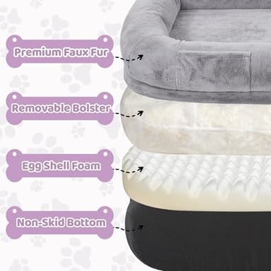 Murago Human Dog Bed for Adults, 43 x 10 x 71 Long Human Size Dog Bed, Removable Cover, Washable, Waterproof, Orthopedic Design Light Grey - Image 4