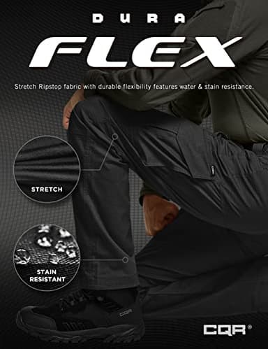 CQR Men's Flex Ripstop Tactical Pants, Water Resistant Stretch Cargo Pants, Lightweight EDC Hiking Work Pants, Dura Flex Mag Pocket Black, 32W x 34L - Image 9
