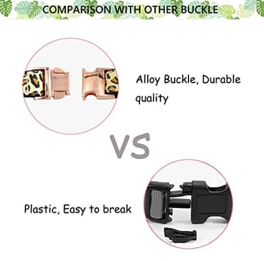 Metal Buckle Dog Collar, Durable Adjustable Dog Collar Soft for Small Medium Large Dogs (L(15-23in), Yellow Leopard) - Image 5