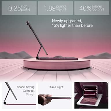 typecase Keyboard Case for iPad Pro 13-inch (M4) 2024,Magic Keyboard with 11 Colors Backlight for iPad Pro 13,Keyboard Case with Pencil Holder,Multi-Touch Trackpad,Easy-Set Magnetic Stand(Raspberry) - Image 5