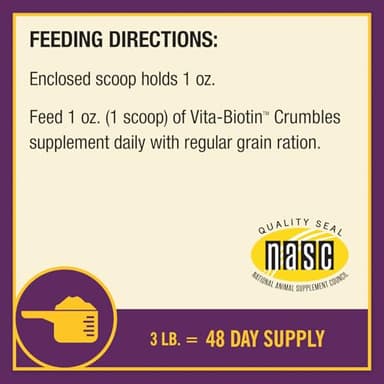 Horse Health Vita Biotin Crumbles horse hoof Supplement, Helps maintain healthy, sound hooves and strong hoof walls, 3 lbs., 48 day supply - Image 6