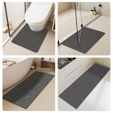 Bath Mat, Bathroom Rugs Non Slip Washable Thin Absorbent Quick Dry Bath Mat Fits Under Door Bathroom Floor Mat Perfect for Bath, Shower, or Sink 16"x24" Dark Grey - Image 8