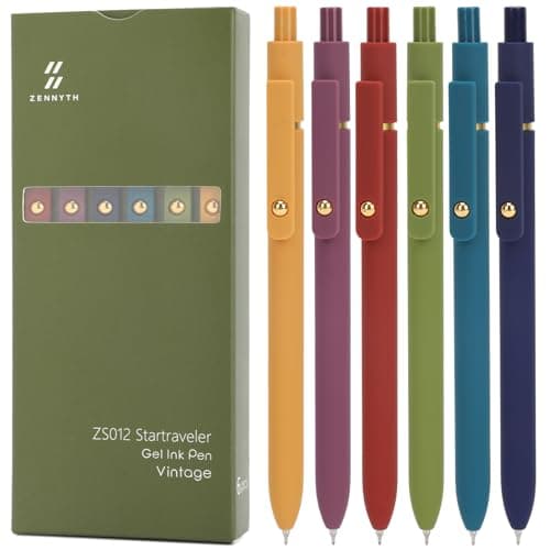 Ddaowanx Gel Pens, 6 Pcs 0.5mm Quick Dry Black Ink Pens Fine Point Smooth Writing Pens, Office Desk Accessories for Women(6 Pcs Vintage-Black Ink) - Image 1