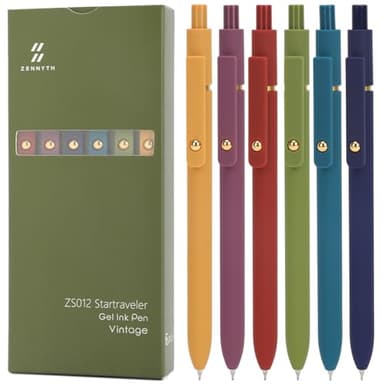 Ddaowanx Gel Pens, 6 Pcs 0.5mm Quick Dry Black Ink Pens Fine Point Smooth Writing Pens, Office Desk Accessories for Women(6 Pcs Vintage-Black Ink) - Image 1