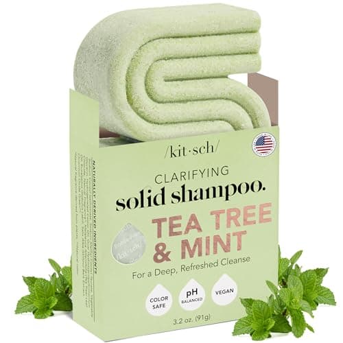 Kitsch Tea Tree & Mint Shampoo Bar - Anti Dandruff Shampoo for Itchy Scalp and All Hair Types - Natural Hair Shampoo Bar with Mint - Vegan Hair Care, Paraben & Sulfate Free, Made in USA - 3.2oz - Image 1