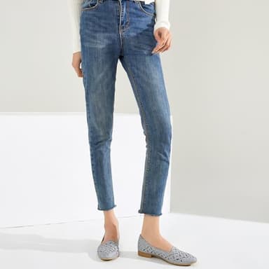 BABUDOG Womens Flats,Black and White Dress Flats with Flower Eyelets,Breathable Ballet Flats(Light Grey.US8) - Image 7