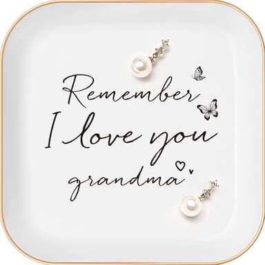 Grandma Gifts – Jewelry Dish, grandma birthday gifts, Elegant Trinket Tray for Rings, Best Grandma Ever Keepsake, Sentimental Gift from Grandkids, Sweet and Thoughtful Gift For a GrandmaGrandma) - Image 1