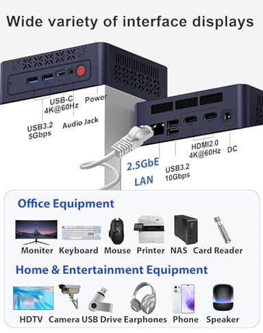 origimagic C1 Mini PC 11 Pro, Intel N97 Mini Desktop Computers (Beat N100/N95) 16GB RAM 512GB SSD Micro PC, HDMI 2.0, WiFi 5.2, BT 5.0, 2.5GbE LAN 4K Triple Display, Small PC for Business Home - Image 5
