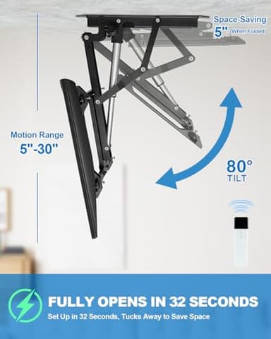 TOPSKY Electric Adjustable Ceiling TV Mount with Remote, Motorized Flip Down Fits for Flat and Pitched Roof and 32 to 70 Inch Flat and Curved Screen TVs (Black) - Image 7