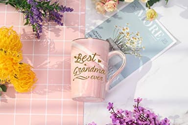 Best Grandma Mug Best Grandma Ever Mug Grandma gifts Birthday Mothers Day Gifts for Grandma from Granddaughter Grandson Grandchildren Grandkids 14 Ounce Exquisite Box Spoon and Mug Mat Pink - Image 3