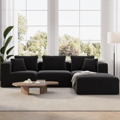 Novilla 106" Modular Sectional Sofa, Modern Cloud Sectional Couch with Smarts Coil™ Support, L-Shape Boneless Couch for Living Room Apartments Bedroom, No Assembly Required (3 Seater + 1 Ottoman - Image 3