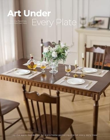 Leetaltree Beige Placemats Set of 8 - Heat Resistant Non-Slip Place mats for Dining Table, Washable Durable PVC Vinyl Woven Table Mats（Beige, 8） - Image 2