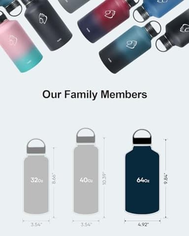 BUZIO 64 oz Water Bottle Insulated with Straw & 3 lid and Carrying Pouch, Leak Proof Half Gallon Stainless Steel Water Flask Jug, Cold for 48 Hrs Double Vacuum Thermo Canteen, BPA-Free, Black - Image 6