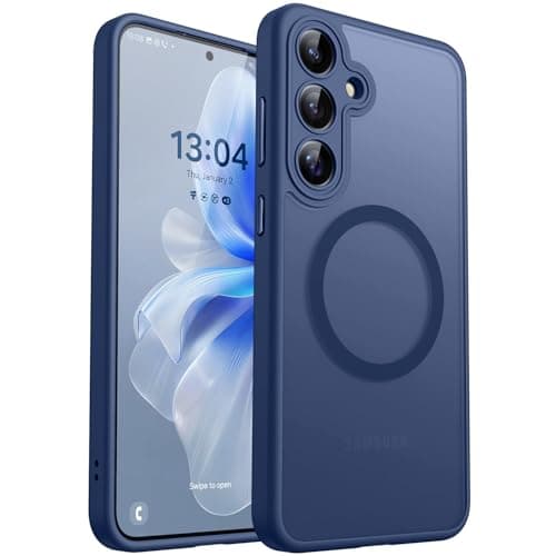 CANSHN Designed for Samsung Galaxy S25 Plus Case (2025) [Full Camera Protection] [Compatible with Magsafe] Translucent Matte Back Protective Phone Cover, Deep Blue - Image 1