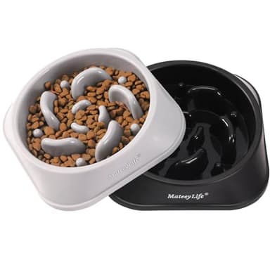 MateeyLife Slow Feeder Dog Bowls 2PCS, Anti-Choking Puzzle Dog Food Bowls, Anti-Slip Interactive Feeding Slow Down Eating, Bloat Stop Maze Dishes for Medium Large Breeds Gray&Black - Image 8