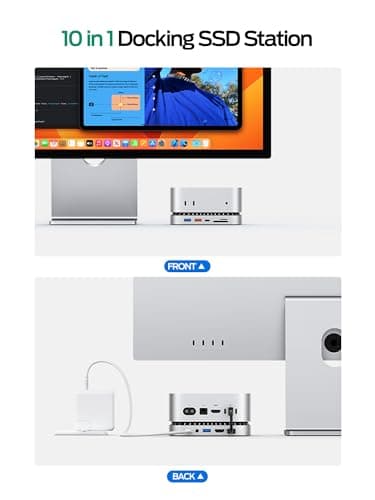MOVE SPEED Mac mini M4 Dock with 2TB NVMe SSD, 10 in 1 Aluminum Stand Hub, 10Gbps USB-C/A, 4K60Hz HDMI, SD/TF Reader, Space-Saving Vertical Design - Image 5