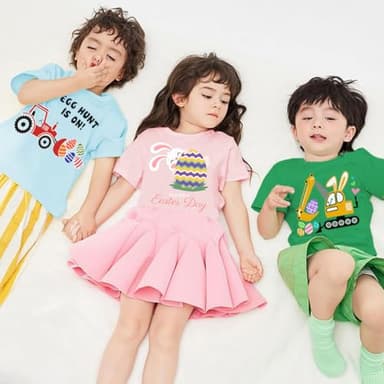 Baby Girl Bunny Shirts Toddler Easter Day T-Shirt Short Sleeve Rabbit Outfit Kids Easter Eggs Tee Top 2T - Image 4