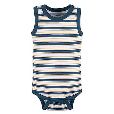 Gerber Baby Boys Multi-Pack Sleeveless Onesies Bodysuit Blue Stripe 24 Months - Image 3