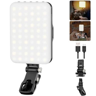 Hagibis LED Camera Light - Portable Photography Lighting with 60 LED, 2200mAh Rechargeable Battery, 7 Modes, 10-Level Brightness, Clip-on Light for Phone/Tablet/Laptop - Image 1