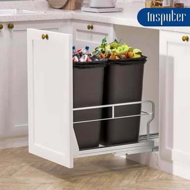 Insputer Dual Pull Out Trash Can Under Cabinet with Soft-Close Slides, Heavy Duty Under Sink Trash Can Kit for Kitchen Sink, Laundry, Garbage Can Not Included, Requires 17" W X 24" D Cabinets - Image 9
