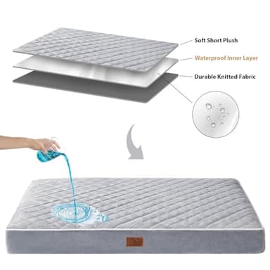 WNPETHOME Orthopedic XXL Dog Beds Large Sized Dog, Waterproof Extra Large Dogs Bed with Removable Washable Cover, Multi-Needle Quilting Dogs Crate Bed - Image 5