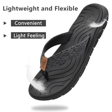 KuaiLu Womens Casual Flip Flops Comfortable Yoga Mat Arch Support Memory Foam Comfort Cushion Summer Beach Pool Slip on Walking Thong Sandals Ladies Orthotic Recovery Plantar Fasciitis Black Size 8 - Image 4