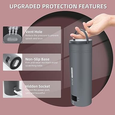 Travel Electric Kettle Portable Small Mini Tea Coffee Kettle Water Boiler, Water Heater with 4 Temperature Control,304 Stainless Steel with Auto Shut-Off & Boil Dry Protection, BPA-Free (Grey) - Image 6
