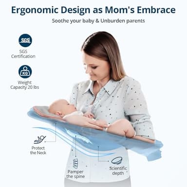 Bioby Baby Swing for Infants with 5 Natural Sway Speeds, Portable Bt Music Baby Bouncer with Remote Control & 5-Point Harness, Lightweight Baby Rocker for 5-20 Lb,0-12 Months Pink - Image 3