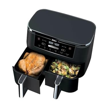Ninja R-AD300CO Foodi 6-in-1 10-qt. XL 2-Basket Air Fryer with DualZone Technology, Black (Renewed) - Image 1