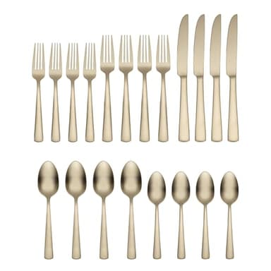 Oneida Silverware Set For 4, Aptitude Champagne Satin 20-Piece Flatware Set, Service For 4, 18/0 Stainless Steel Silverware Set, Dishwasher Safe, Knives Spoons and Forks Set, (Champagne, 20 Piece) - Image 2