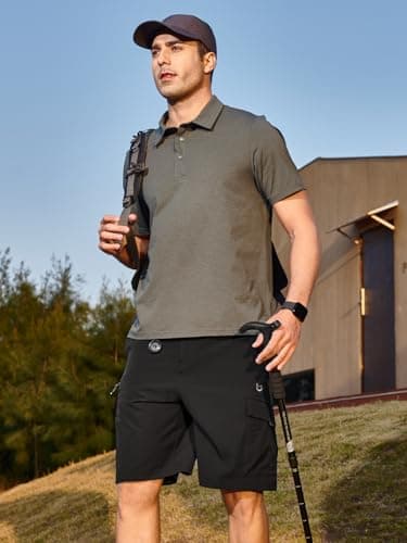 NORTHYARD Men's Casual Cargo Shorts Lightweight 9" Hiking Golf Work Quick Dry Camping Outdoor Travel Fishing with 7 Pockets Black XL - Image 2