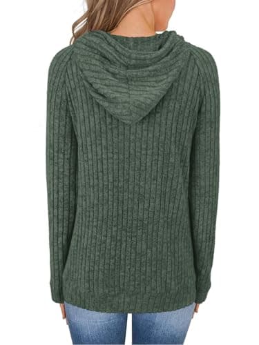 JomeDesign Womens Tops Casaul Long Sleeve Fashion Hoodie Lightweight Sweatshirts Casual Tunic Tops Green - Image 2