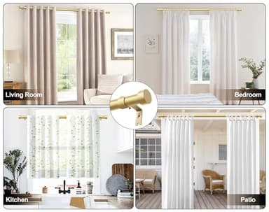 KAMANINA Curtain Rods 2 Pack, Heavy Duty Curtain Rod for Windows 66 to 120 Inch, 1 Inch Gold Modern Drapery Rods with End Cap (32"-115", 2Pack) - Image 8